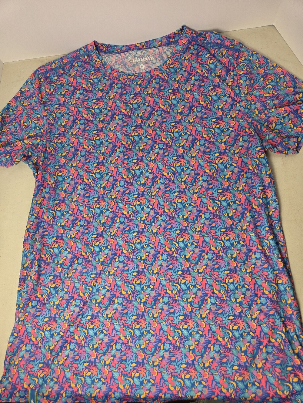 Chubbies Tshirt Active Floral Mens Medium Outdoor Short Sleeves Blue